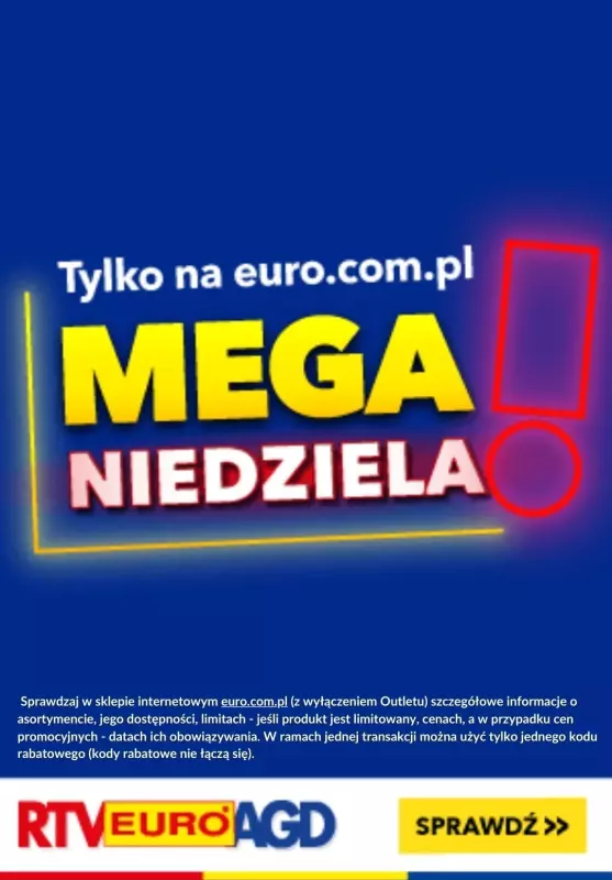 EURO RTV AGD - gazetka promocyjna MEGA NIEDZIELA! od soboty 13.04 do niedzieli 14.04