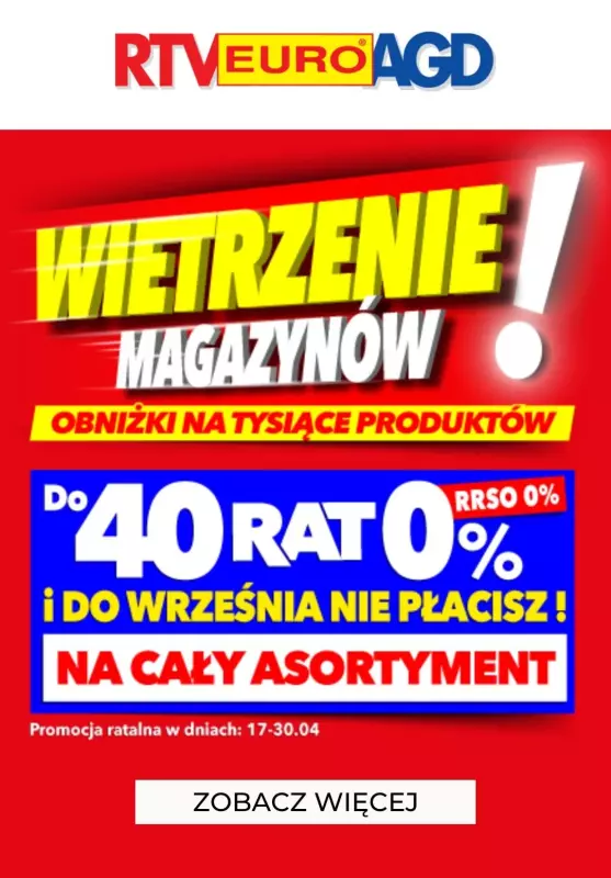EURO RTV AGD - gazetka promocyjna Wietrzenie magazynów! od środy 17.04 do wtorku 14.05