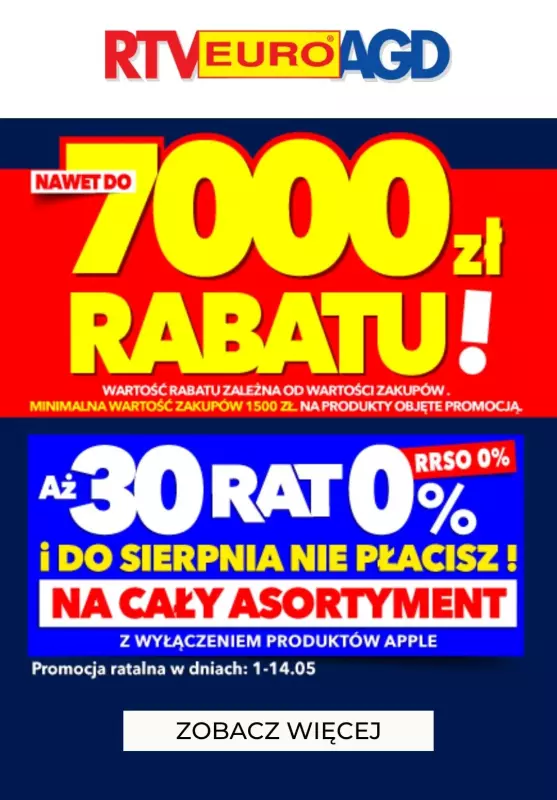 EURO RTV AGD - gazetka promocyjna Do -7000 zł na wybrane produkty od piątku 10.05 do środy 15.05