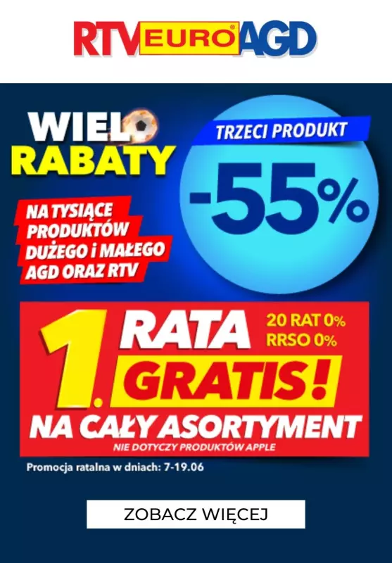 EURO RTV AGD - gazetka promocyjna -55% na trzeci produkt od wtorku 11.06 do środy 19.06