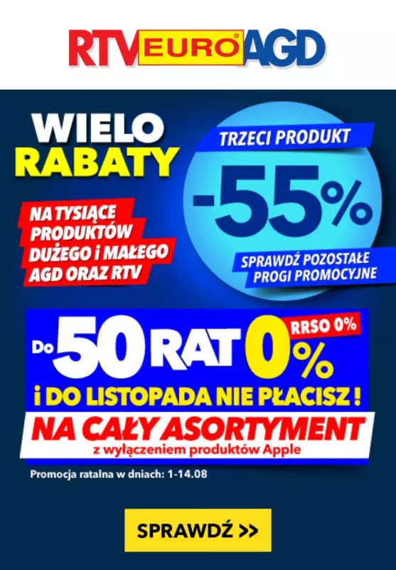 EURO RTV AGD - gazetka promocyjna Wielorabaty na tysiące produktów AGD i RTV od poniedziałku 05.08 do środy 14.08