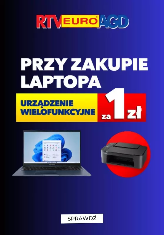 EURO RTV AGD - gazetka promocyjna 1 zł za urządzenie wielofunkcyjne przy zakupie laptopa od poniedziałku 12.08 do soboty 24.08