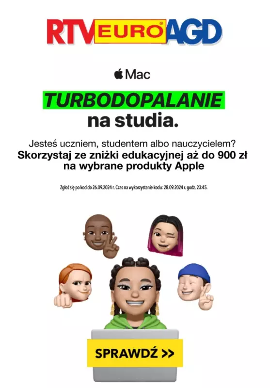 EURO RTV AGD - gazetka promocyjna Zniżka edukacyjna do 900 zł na produkty Apple od czwartku 05.09 do czwartku 26.09