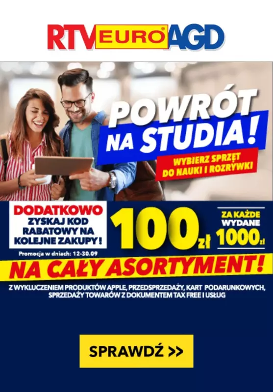 EURO RTV AGD - gazetka promocyjna Powrót na studia - wybierz sprzęt do nauki od środy 18.09 do poniedziałku 30.09