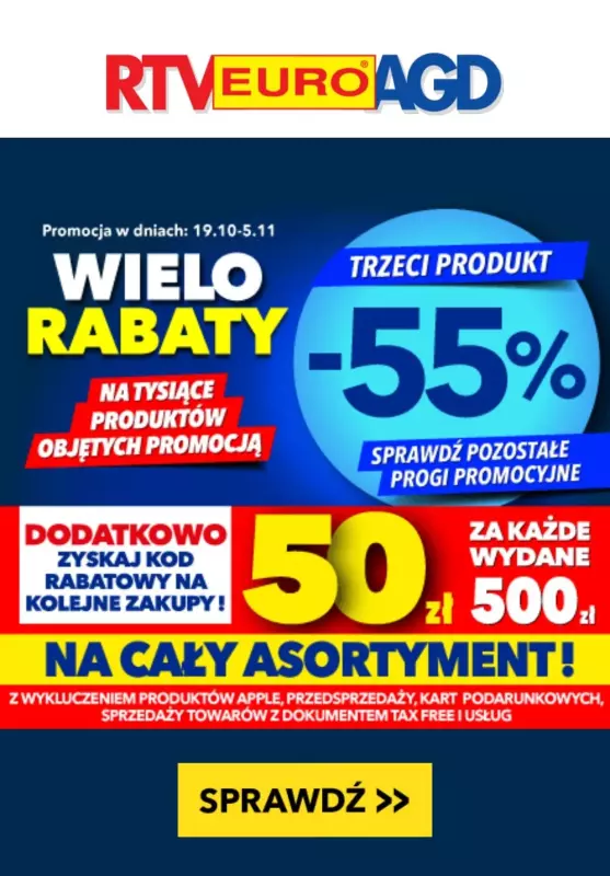 EURO RTV AGD - gazetka promocyjna Wielorabaty - tysiące produktów objętych promocją! od poniedziałku 21.10 do wtorku 05.11