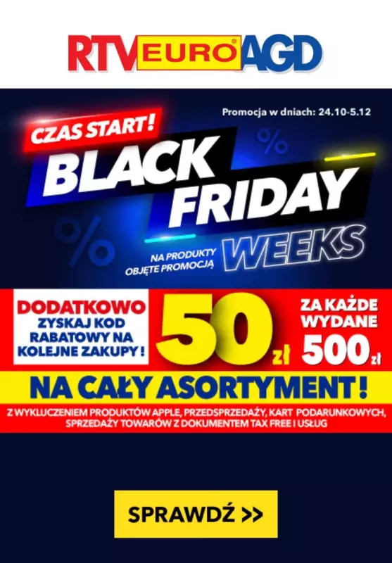 EURO RTV AGD - gazetka promocyjna Black Friday Weeks od czwartku 24.10 do czwartku 05.12