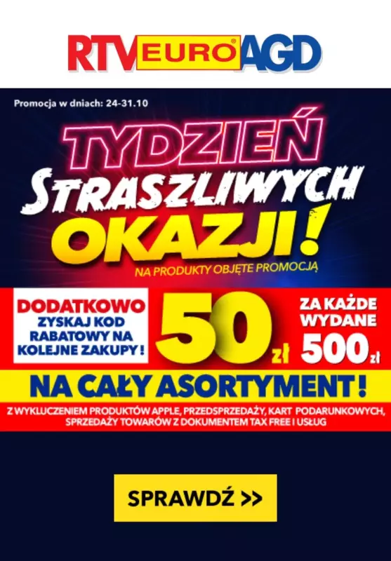 EURO RTV AGD - gazetka promocyjna Tydzień straszliwych okazji! od czwartku 24.10 do czwartku 31.10