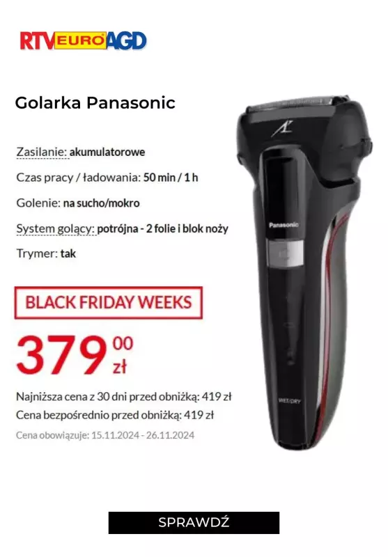 EURO RTV AGD - gazetka promocyjna Golarki elektryczne męskie taniej na Black Friday Weeks od piątku 15.11 do wtorku 26.11 - strona 3