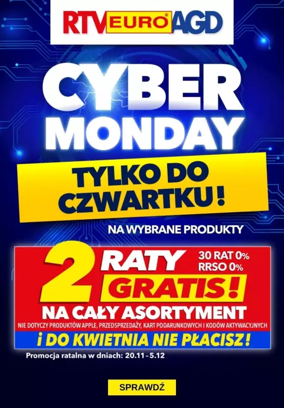 EURO RTV AGD - gazetka promocyjna Cyber Monday! od niedzieli 01.12 do czwartku 05.12