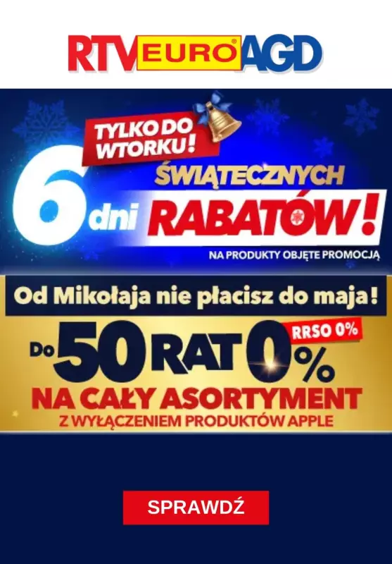 EURO RTV AGD - gazetka promocyjna 6 dni świątecznych rabatów od piątku 13.12 do wtorku 17.12