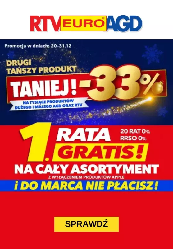 EURO RTV AGD - gazetka promocyjna -33% na drugi tańszy produkt AGD lub RTV  