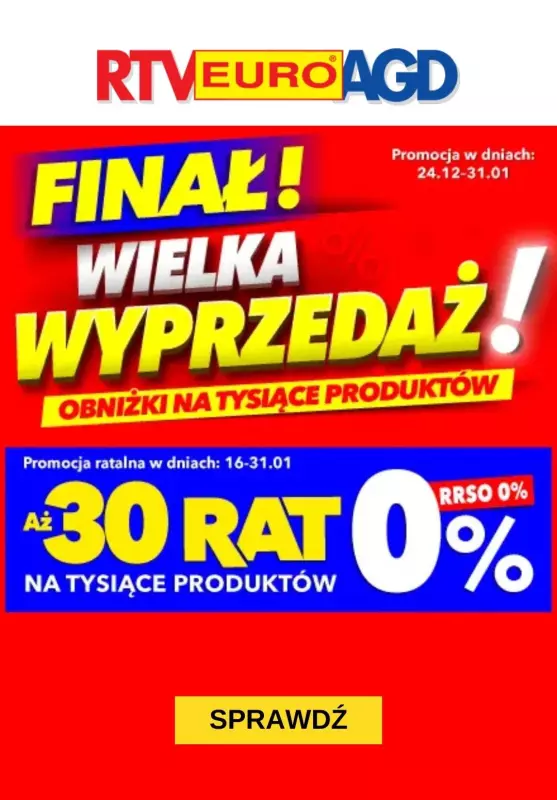 RTV EURO AGD - gazetka promocyjna Finał wielkiej wyprzedaży! od czwartku 16.01 do piątku 31.01