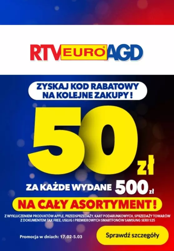 RTV EURO AGD - gazetka promocyjna 50 zł za każde wydane 500 zł  