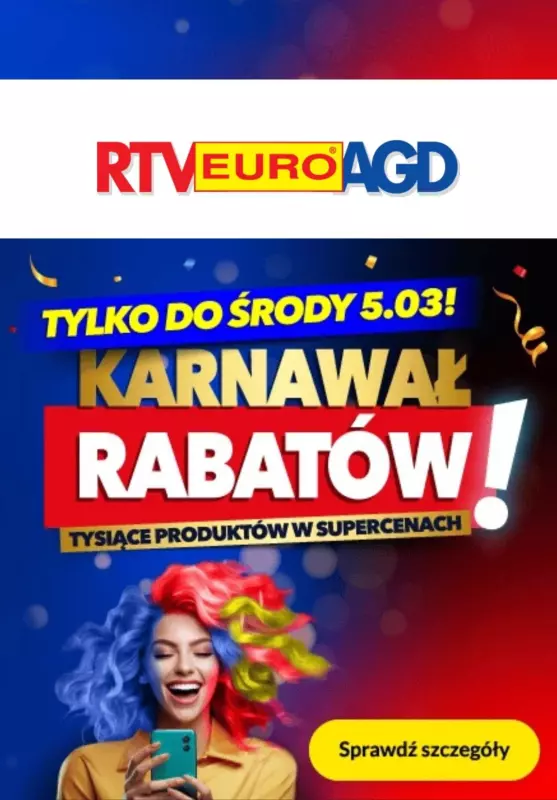 RTV EURO AGD - gazetka promocyjna Karnawał rabatów! od poniedziałku 17.02 do środy 05.03