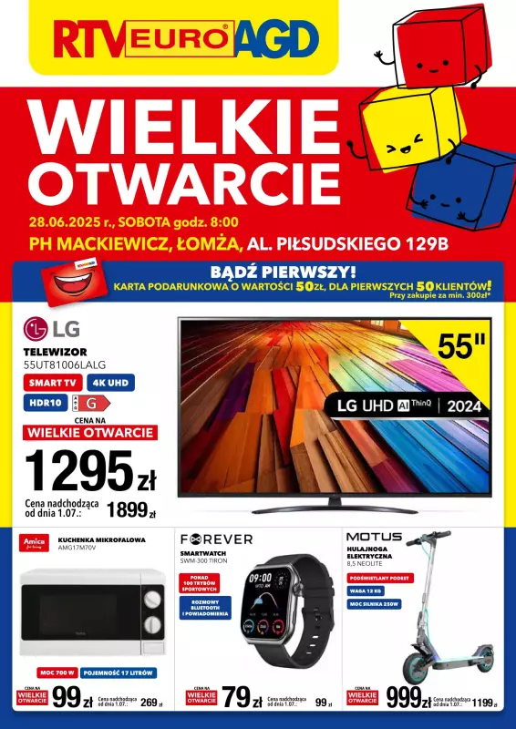 RTV EURO AGD - gazetka promocyjna WIELKIE OTWARCIE! PH ŁOMŻA od soboty 28.06 do poniedziałku 30.06