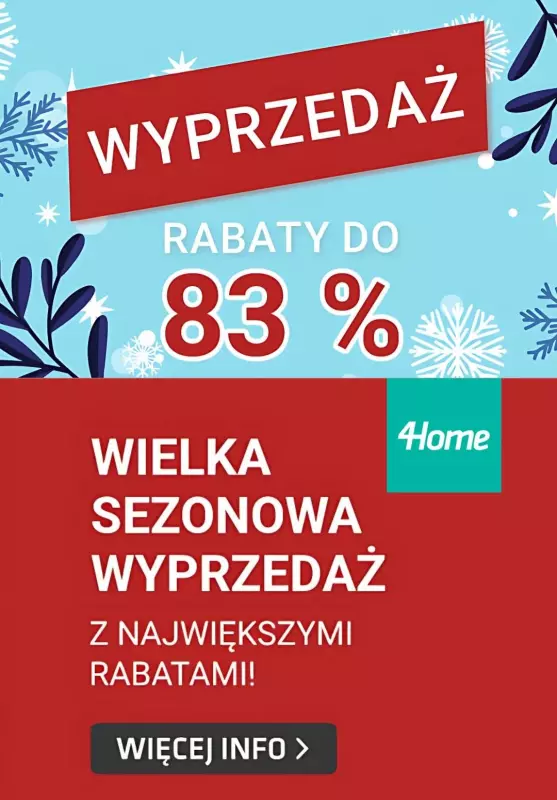 #WINTER SALE - gazetka promocyjna 4home | Wyprzedaż od środy 25.12 do wtorku 31.12