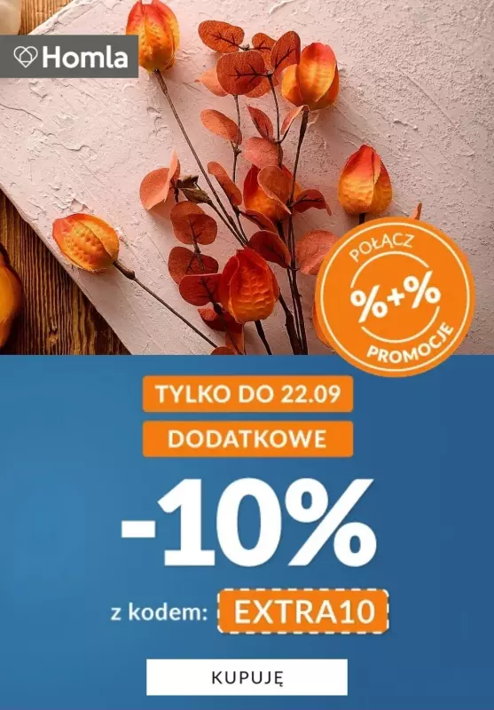 Homla - gazetka promocyjna EXTRA -10% z kodem - połącz promocje! od piątku 20.09 do niedzieli 22.09