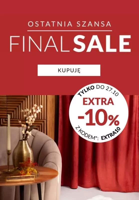 Homla - gazetka promocyjna EXTRA -10% na FINAL SALE - ostatnia szansa! od piątku 25.10 do niedzieli 27.10