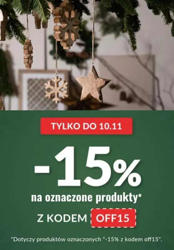 Homla - gazetka promocyjna -15% Z KODEM na wybrane produkty od piątku 08.11 do niedzieli 10.11