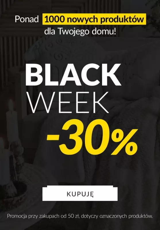 Homla - gazetka promocyjna BLACK WEEK! -30% przy zakupach za min. 100 zł (nowe produkty!) od wtorku 12.11 do niedzieli 17.11