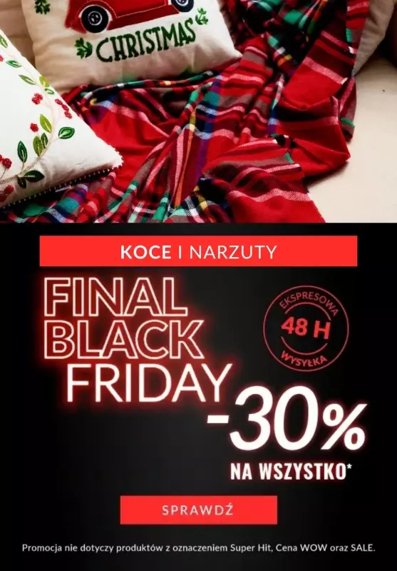 Homla - gazetka promocyjna Koce i narzuty -30% od czwartku 28.11 do poniedziałku 02.12