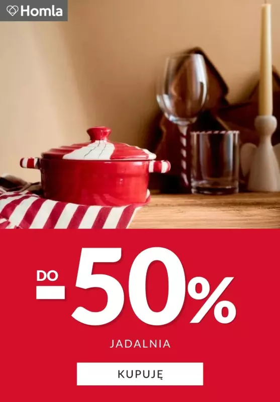 Homla - gazetka promocyjna Do -50% na produkty do jadalni od czwartku 02.01 