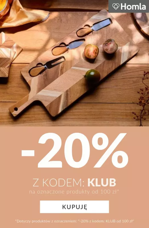 Homla - gazetka promocyjna -20% z KODEM na wybrane produkty od poniedziałku 25.08 