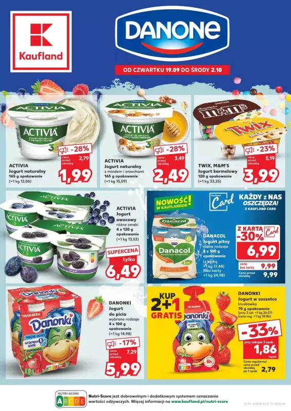 Kaufland - gazetka promocyjna Promocje Danone  do środy 02.10