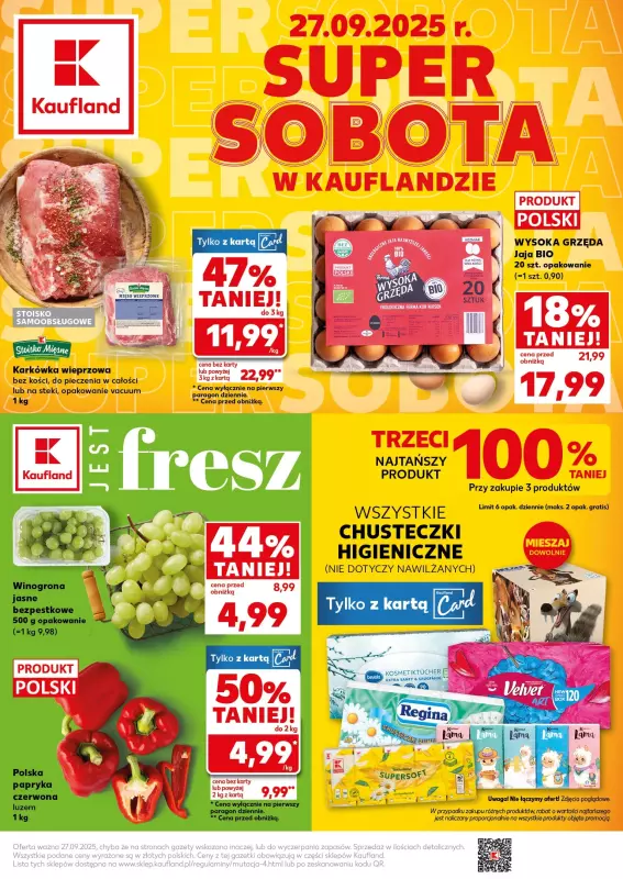 Kaufland - gazetka promocyjna Oferta Kaufland - SUPER SOBOTA od soboty 27.09 do soboty 27.09