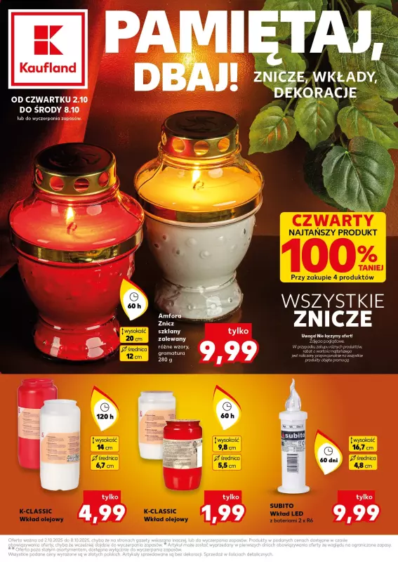 Kaufland - gazetka promocyjna Oferta Kaufland - Znicze od czwartku 02.10 do środy 08.10