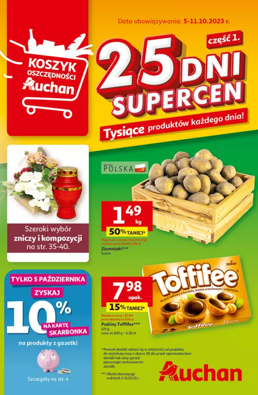 Auchan - gazetka promocyjna 25 DNI SUPERCEN Hipermarket Auchan od czwartku 05.10 do środy 11.10