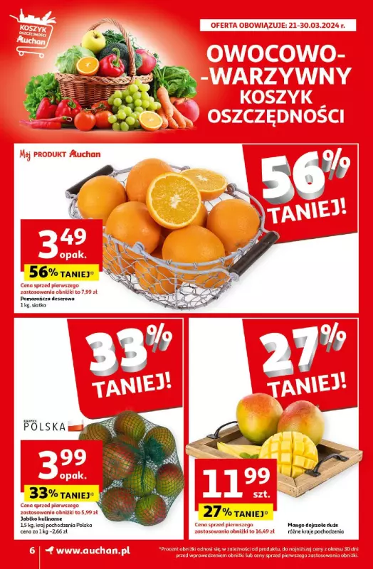 Auchan - gazetka promocyjna Wielkanoc z najlepszej cenie! Część 2. Supermarket od czwartku 21.03 do soboty 30.03 - strona 6