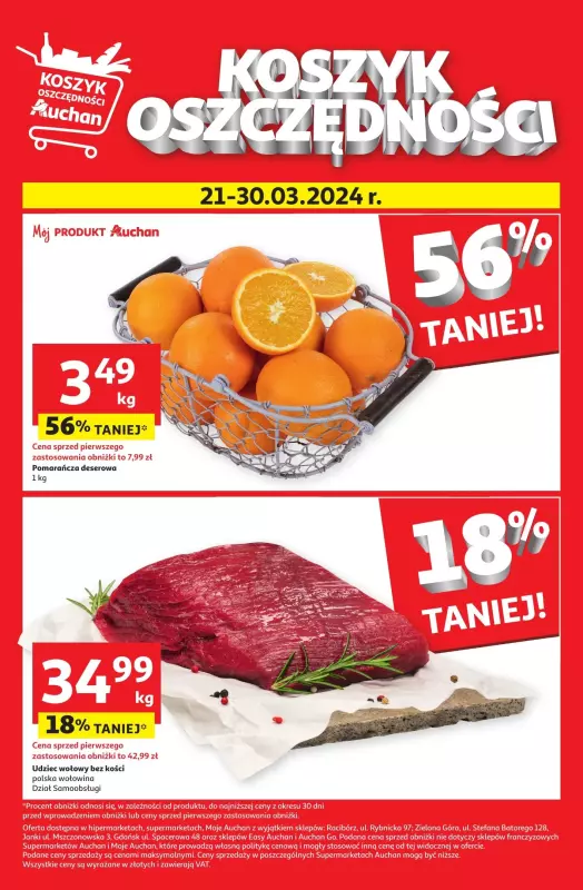 Auchan - gazetka promocyjna Koszyk Oszczędności od czwartku 21.03 do soboty 30.03