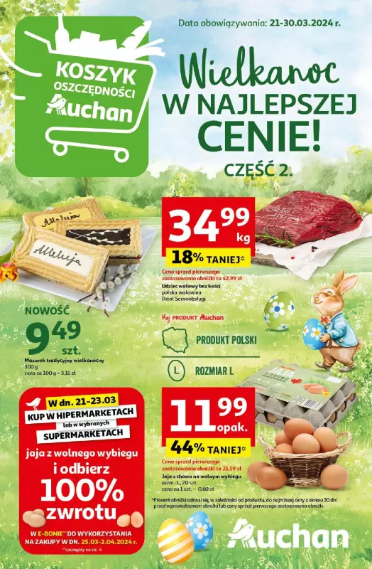 Auchan - gazetka promocyjna Wielkanoc z najlepszej cenie! Część 2. Hipermarket od czwartku 21.03 do soboty 30.03