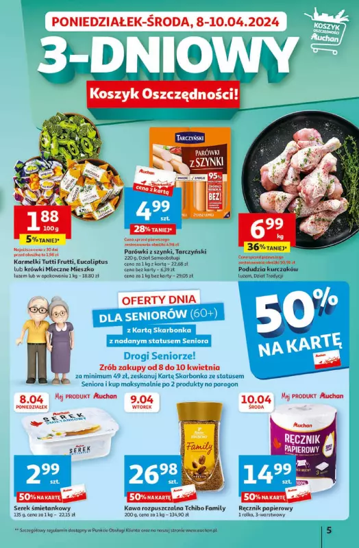 Auchan - gazetka promocyjna Gazetka Koszyk Oszczędności Hipermarket od czwartku 04.04 do środy 10.04 - strona 5