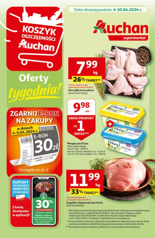 Auchan - gazetka promocyjna Gazetka Oferty tygodnia! Supermarket Auchan od czwartku 04.04 do środy 10.04