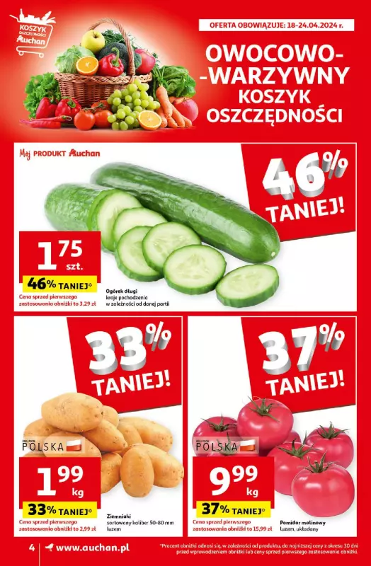 Auchan - gazetka promocyjna Oferty tygodnia! Supermarket od czwartku 18.04 do środy 24.04 - strona 4