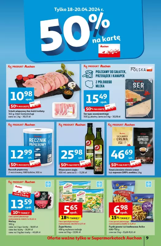 Auchan - gazetka promocyjna Oferty tygodnia! Supermarket od czwartku 18.04 do środy 24.04 - strona 9