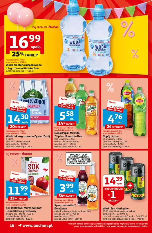 Auchan - gazetka promocyjna Jeszcze taniej na urodziny Supermarket od czwartku 09.05 do środy 15.05 - strona 16