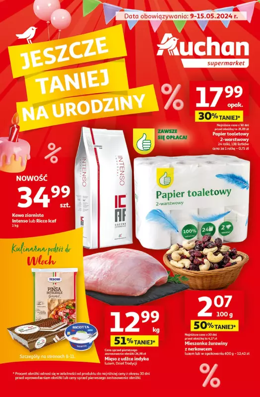 Auchan - gazetka promocyjna Jeszcze taniej na urodziny Supermarket od czwartku 09.05 do środy 15.05