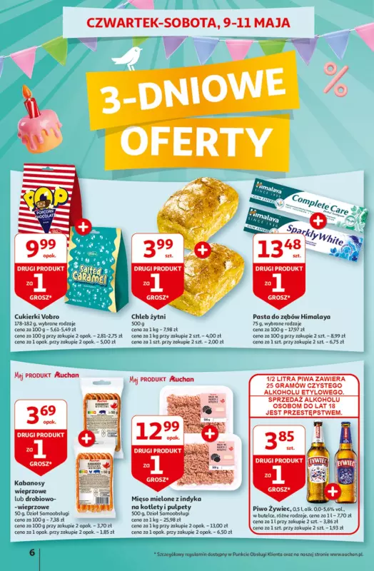 Auchan - gazetka promocyjna Jeszcze taniej na urodziny Hipermarket od czwartku 09.05 do środy 15.05 - strona 6