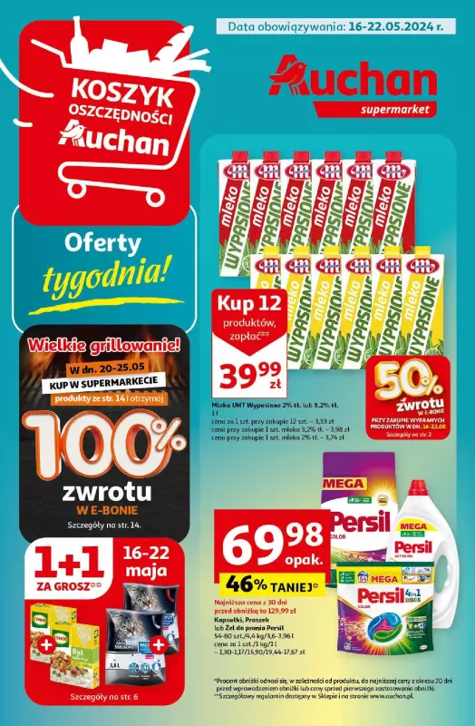 Auchan - gazetka promocyjna Koszyk Oszczędności Auchan Supermarket od czwartku 16.05 do środy 22.05