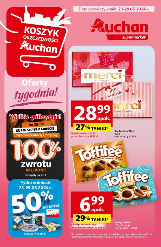 Auchan - gazetka promocyjna Oferty tygodnia Supermarket od czwartku 23.05 do środy 29.05
