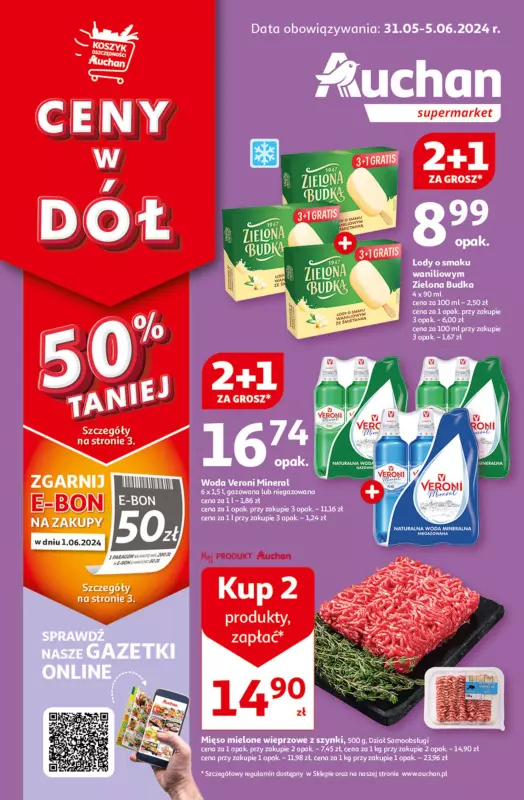 Auchan - gazetka promocyjna CENY W DÓŁ Supermarket od piątku 31.05 do środy 05.06