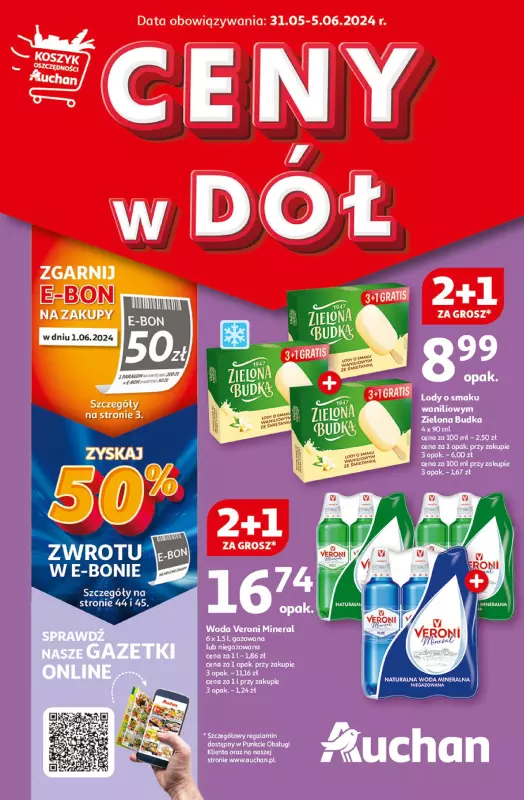 Auchan - gazetka promocyjna CENY W DÓŁ Hipermarket od piątku 31.05 do środy 05.06