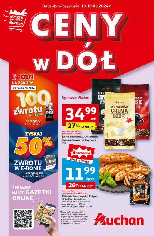 Auchan - gazetka promocyjna CENY W DÓŁ Hipermarket od czwartku 13.06 do środy 19.06