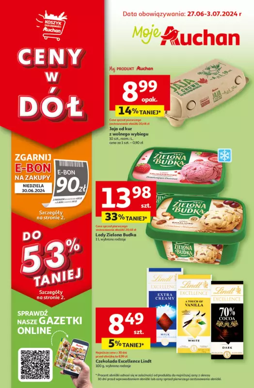 Auchan - gazetka promocyjna CENY W DÓŁ Moje Auchan od czwartku 27.06 do środy 03.07