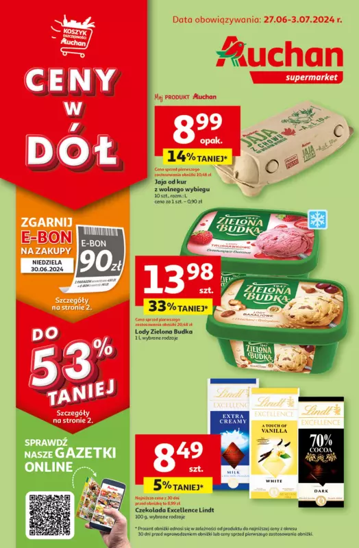 Auchan - gazetka promocyjna CENY W DÓŁ Supermarket Auchan od czwartku 27.06 do środy 03.07