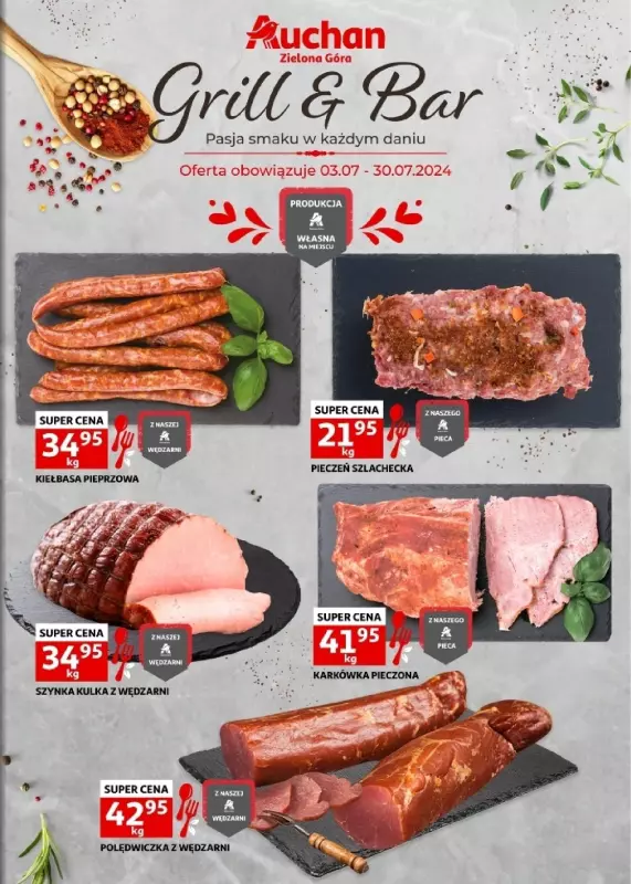 Auchan - gazetka promocyjna Zielona Góra: GRILL & BAR od środy 03.07 do wtorku 30.07