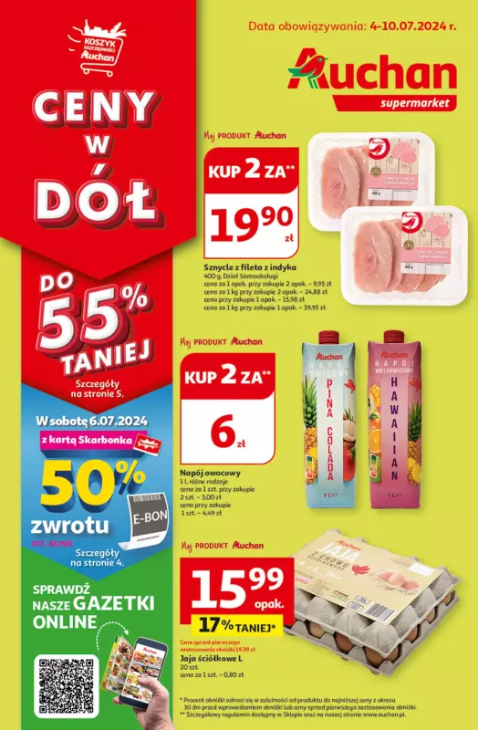 Auchan - gazetka promocyjna CENY W DÓŁ Supermarket od czwartku 04.07 do środy 10.07